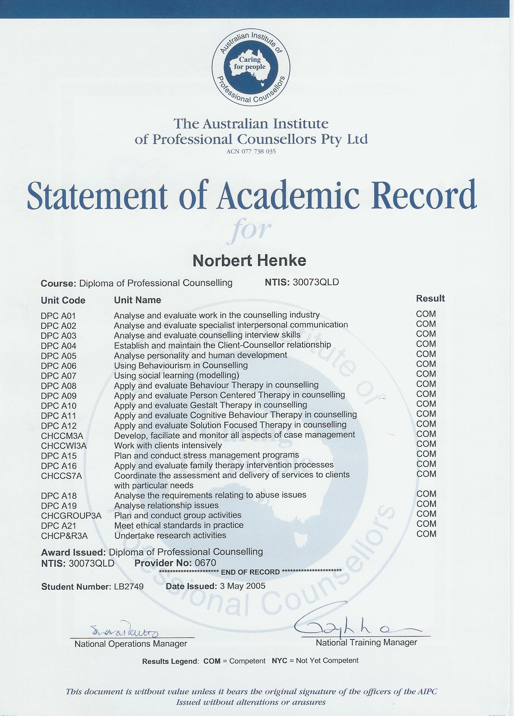 Academic Records