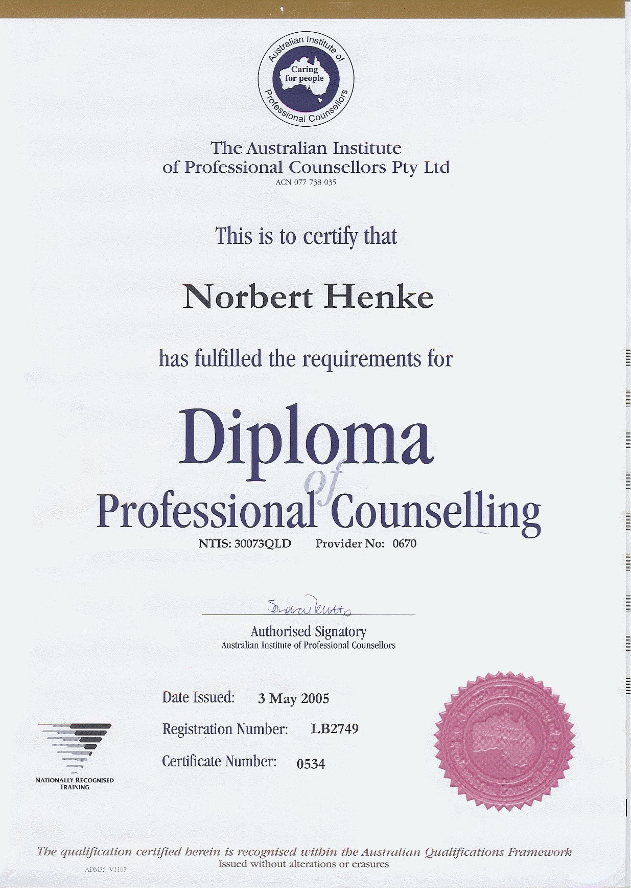 Tertiary Diploma of Professional Counselling